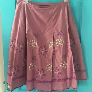 Vintage pleated, embroidered skirt